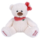 25 cm weißer Knuddelbär mit Bestickung - Rot